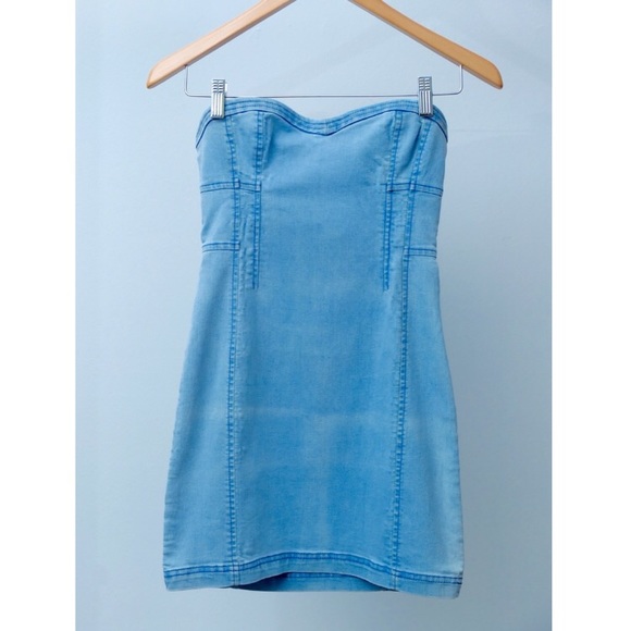 Denim Tube Mini Dress🔵