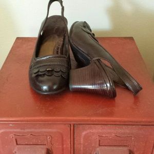 Born slip ons with heel strap.