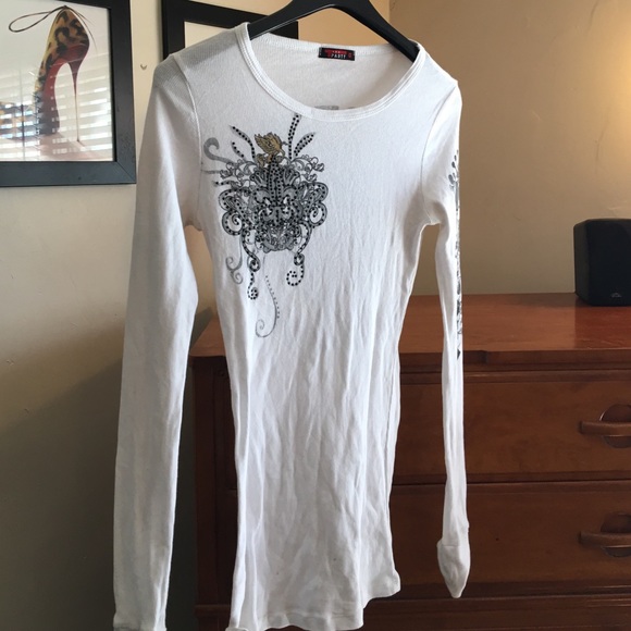 T Party Fashion Tops - Fleur de lis embellished shirt.