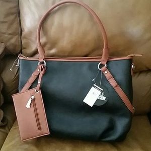 Black and brown Wilson leather 3 n 1 purse