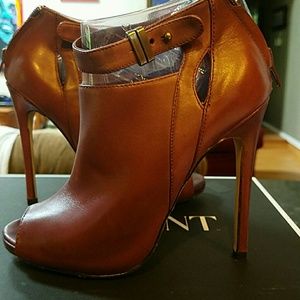 Burgundy 6inch open toe heels