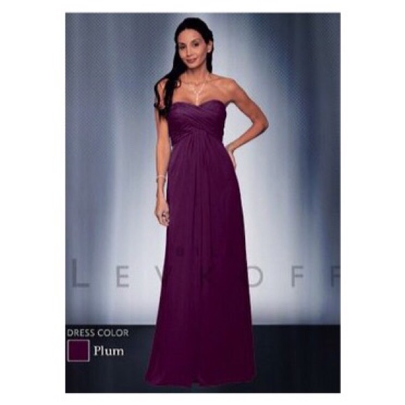 Long Plum Silk Chiffon bridesmaid Dress! Dress 537