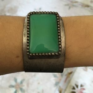 Silver and green bracelet