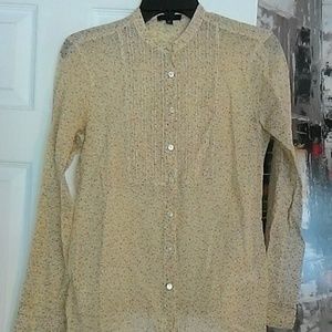 GAP Shear yellow button down with floral pattern