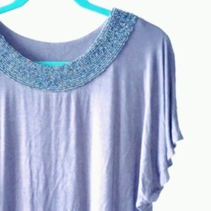 Beaded Neck Silver Top
