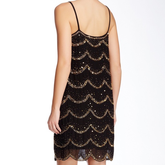 🎉HP🎉 Strappy Black & Gold Beaded Cocktail Dress - Picture 2 of 4