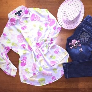 Sheer button up skull blouse Sheer button up skull blouse