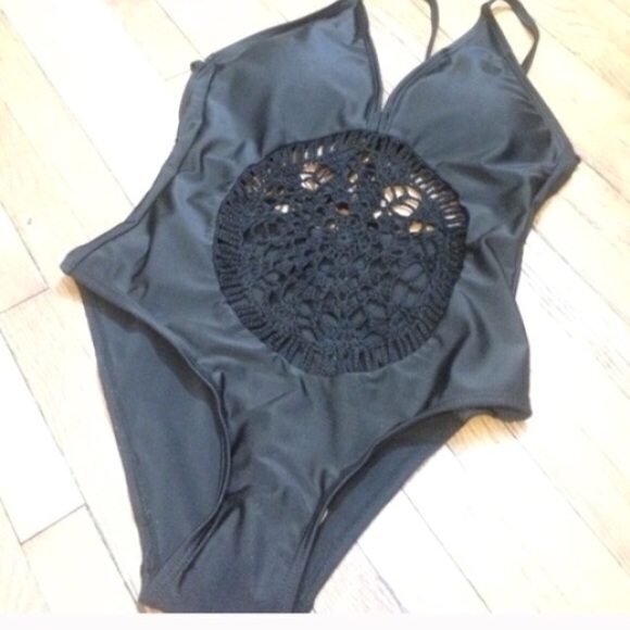 Black One Piece Cutout Swimsuit - Picture 2 of 3