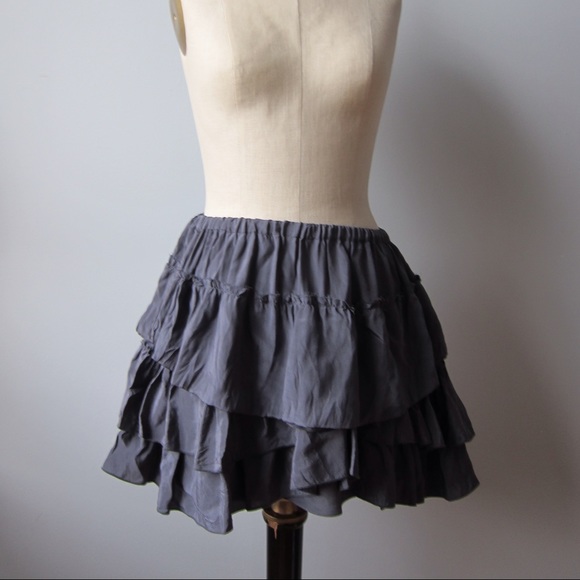 Isabel Marant Tiered Gray Silk Skirt