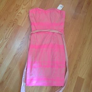 Hot Pink and Tan Strapless Dress!