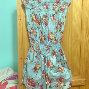 Baby blue floral romper