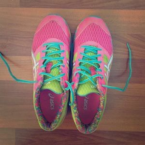 Neon Pink Asics Running Shoes