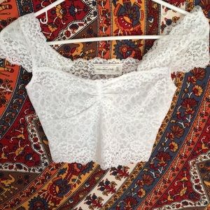 Abercrombie and Fitch Delicate White Lace Crop Top