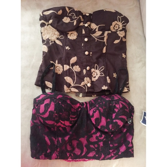 LOT Charlotte Russe crochet bustier crop tops M