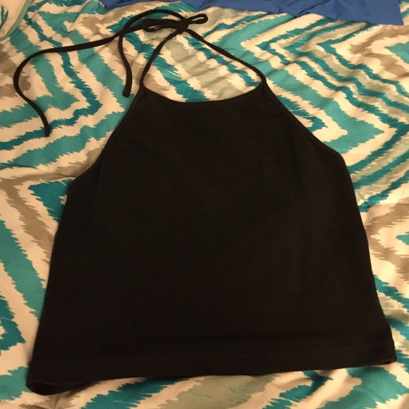 Black halter crop top