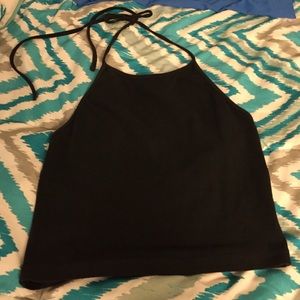 Black halter crop top