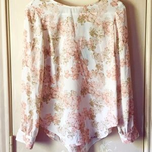Rose and Olive Pink Sheer Top with flowers