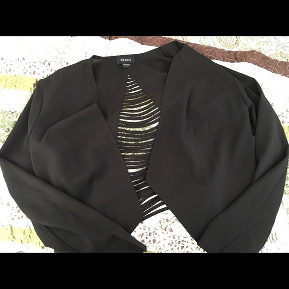 Torrid semi sheer caged back black blazer