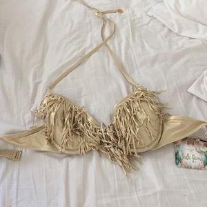 Gold fringe bikini top Luli Fama