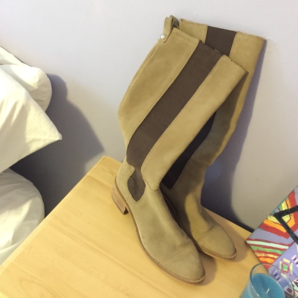 Tall Suede Beige and Brown Boots
