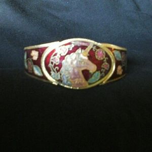 Vintage Enamel Cloisonne Unicorn Hinged Bracelet