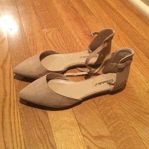 Brand New Tan D'Orsay Flat with Ankle Straps