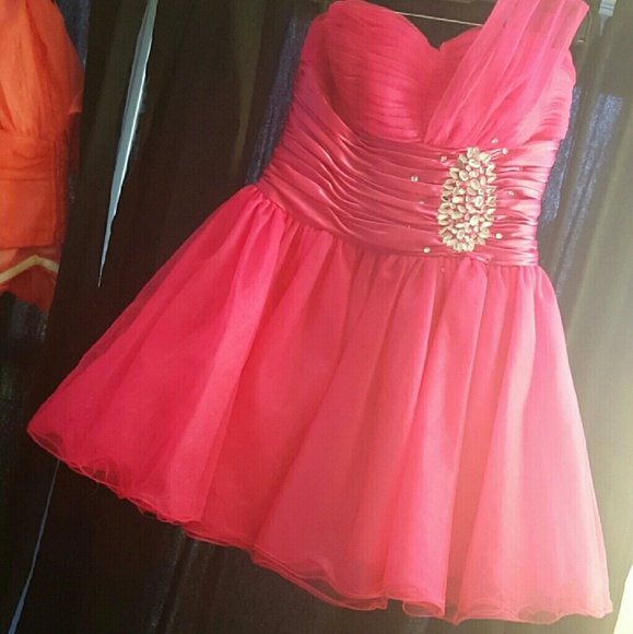 Short pink embellished formal dress