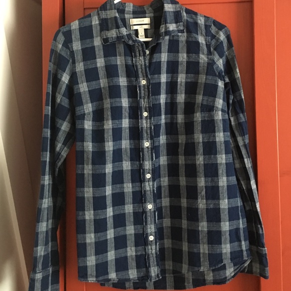 J.Crew boy shirt in indigo plaid - Picture 2 of 3