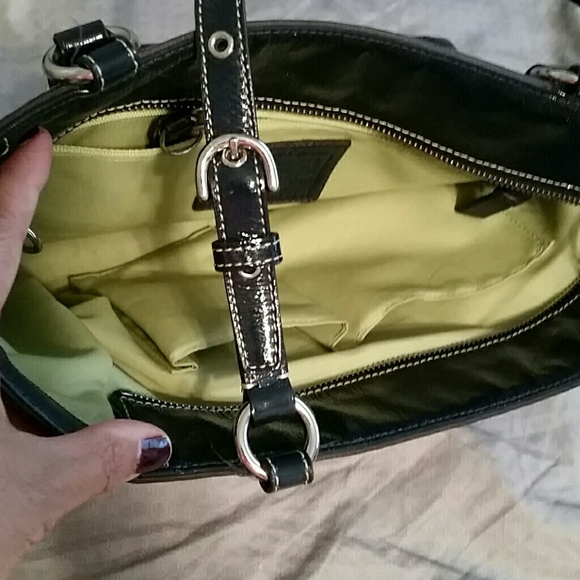 Authentic Navy blue Patent Leather Coach Bag