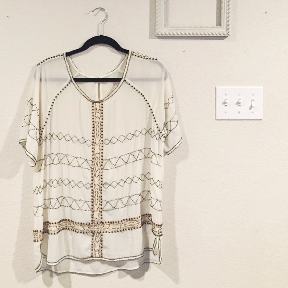 White Beaded Anthropologie Tunic