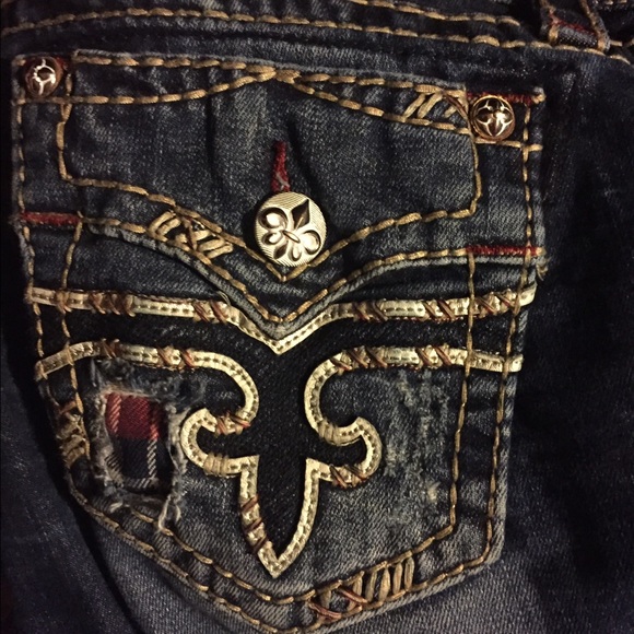 SOLD🔴 PLAID RR JEANS - Picture 3 of 4