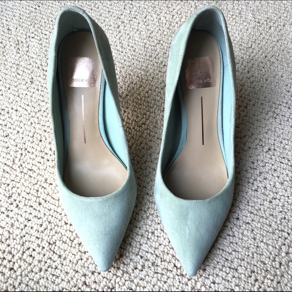 Dolce Vita Mint Suede Heels - Picture 2 of 4