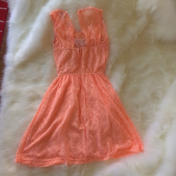 New! NWOT neon coral orange lace dress - Picture 3 of 3