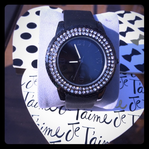 Black watch with silver and rhinestone detailing!