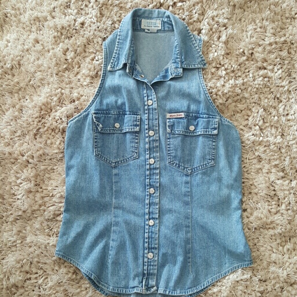 Guess sleeveless denim shirt