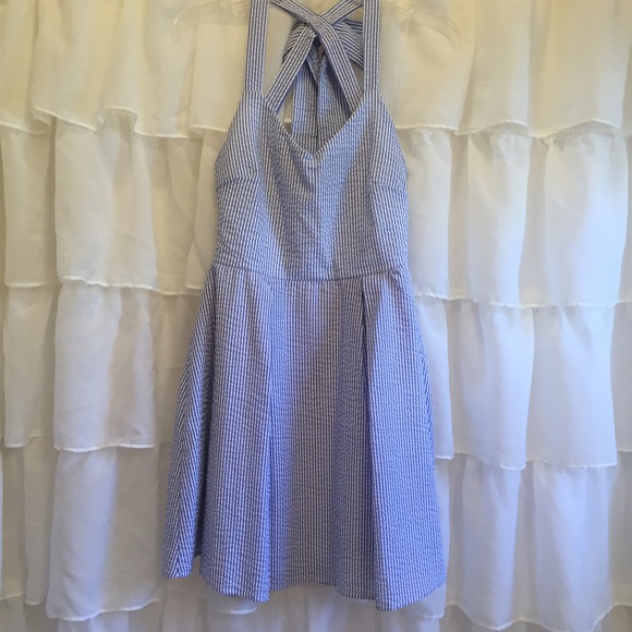 Dresses & Skirts - Blue Seersucker Dress with Bow