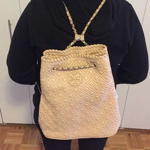 Tory Burch Marion Quilted Backpack with Chain