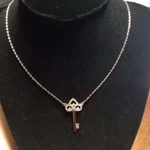 14k rose gold plated silver crystal key necklace