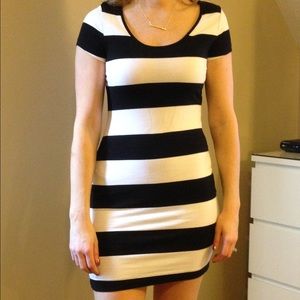 Black and white striped dress