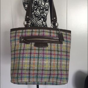 Coach Penelope Wool Tattersall Tote F15536