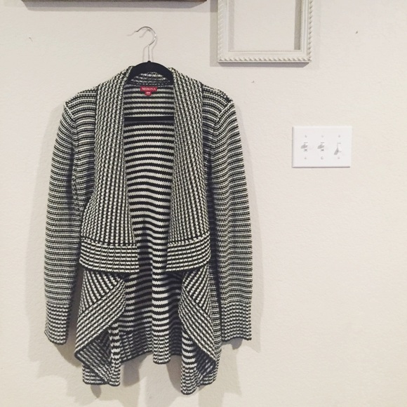 Black and White Striped Cardigan