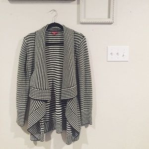 Black and White Striped Cardigan