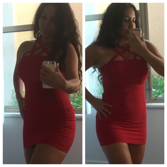 SOLD Stunning criss cross red mini dress