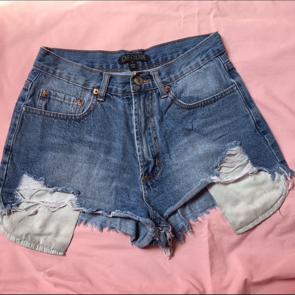High waisted denim shorts