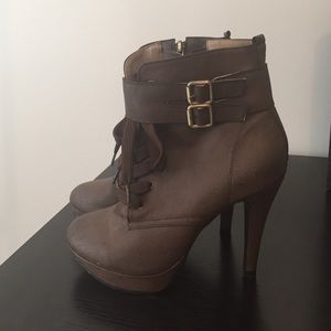 Brown 4" heeled booties