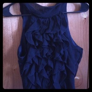 This is a black ruffled halter top!