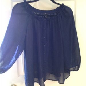 H&M blue sheer Crop top blouse H&M blue sheer Crop top blouse