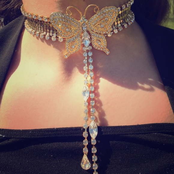 Butterfly choker necklace with matching earrings