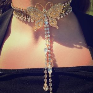 Butterfly choker necklace with matching earrings