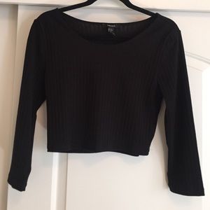 Forever 21 Black Ribbed Crop Top